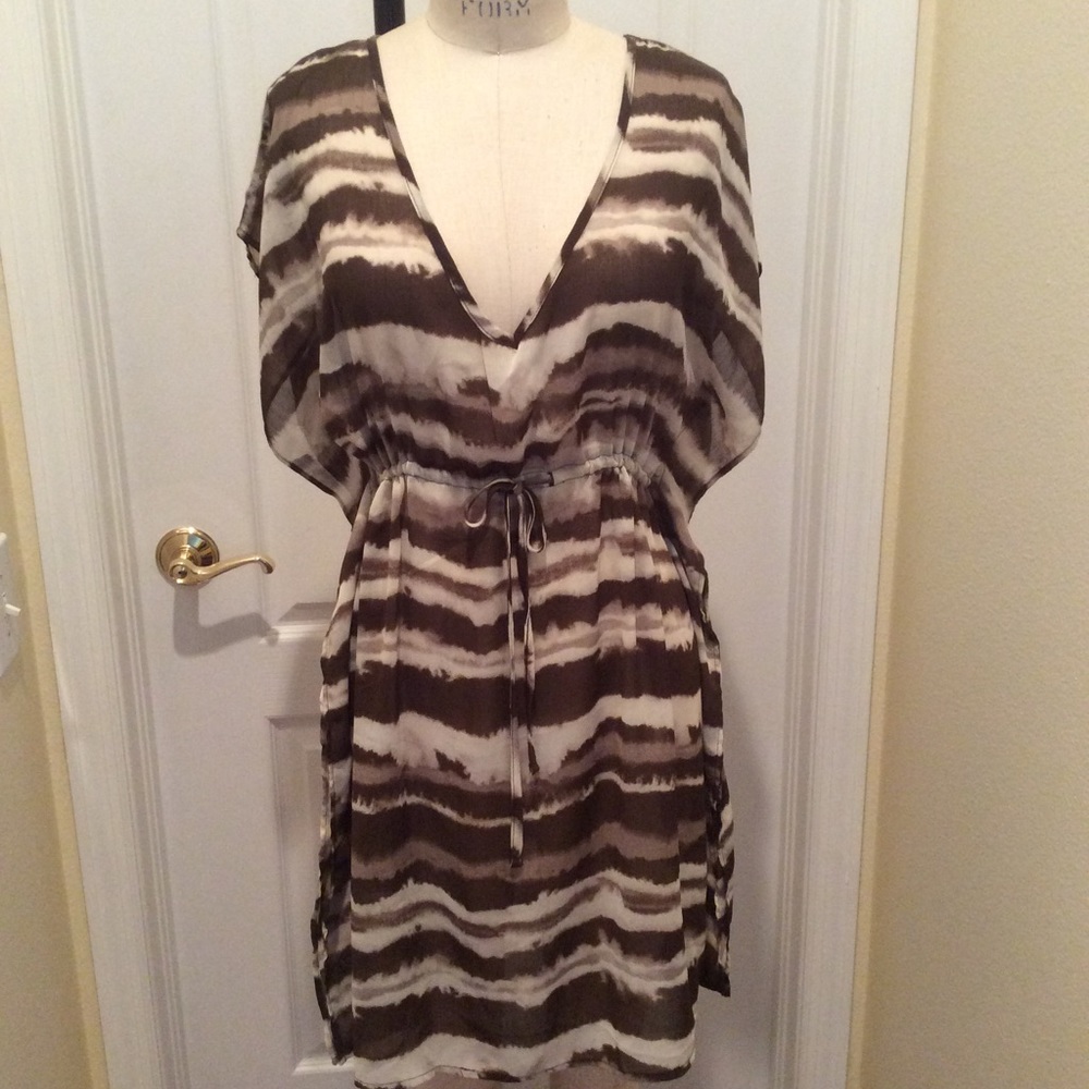 Lovely Merona Brown & Cream coverup w/ drawstring